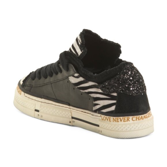 NEW REBECCA WHITE Leather Identity Sneakers in black for women 1125 5t3 - Picture 3 of 5